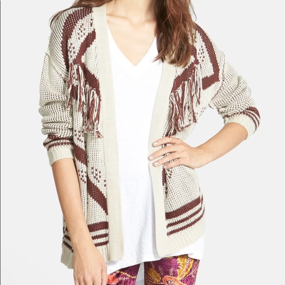 ASTR the label open fringe cardigan